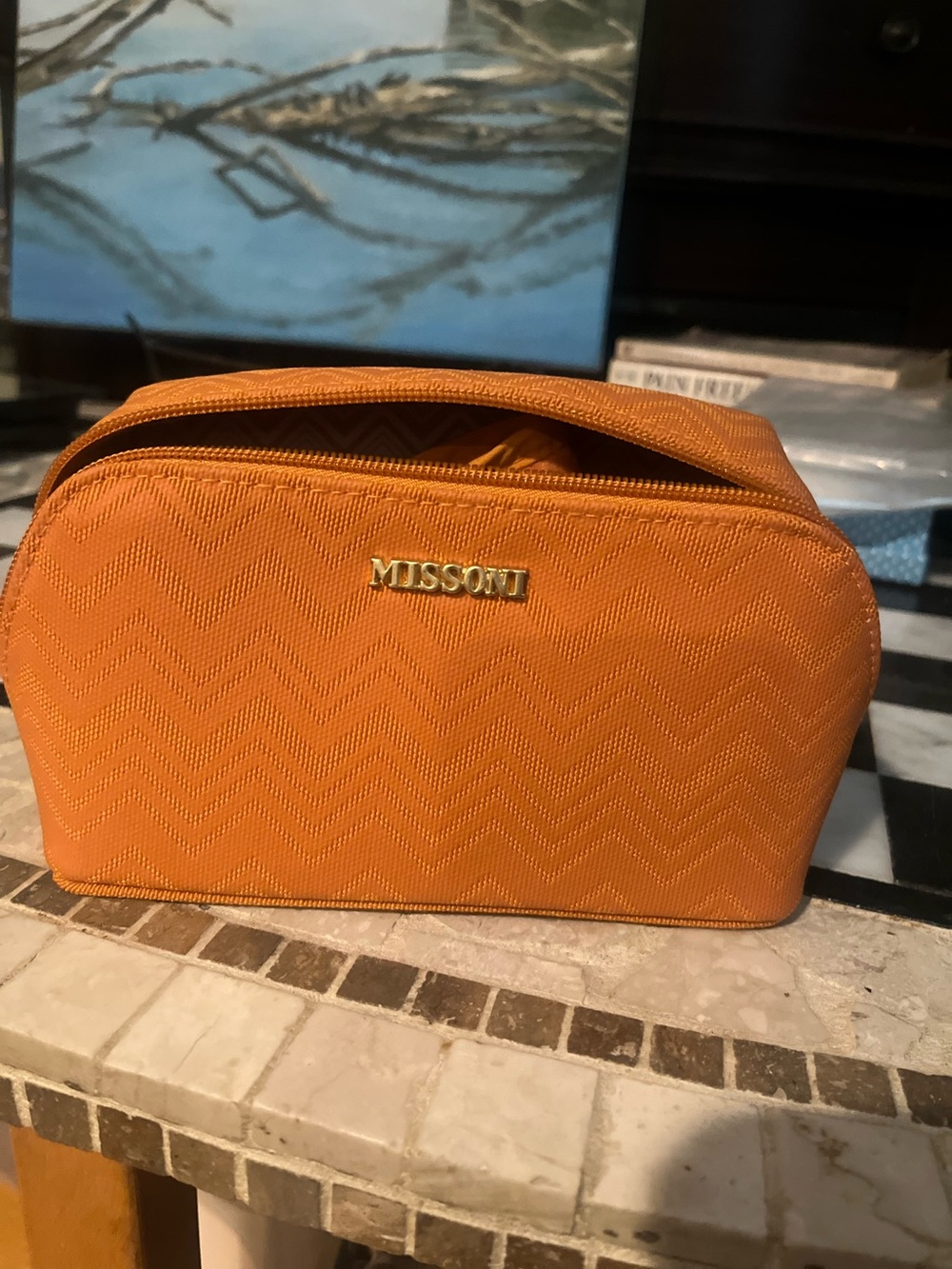Missoni DELTA Amenity bag - Orange Chevron Cosmetic Bag